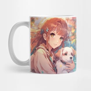 Anime Girl with a cute Dog #014 Mug